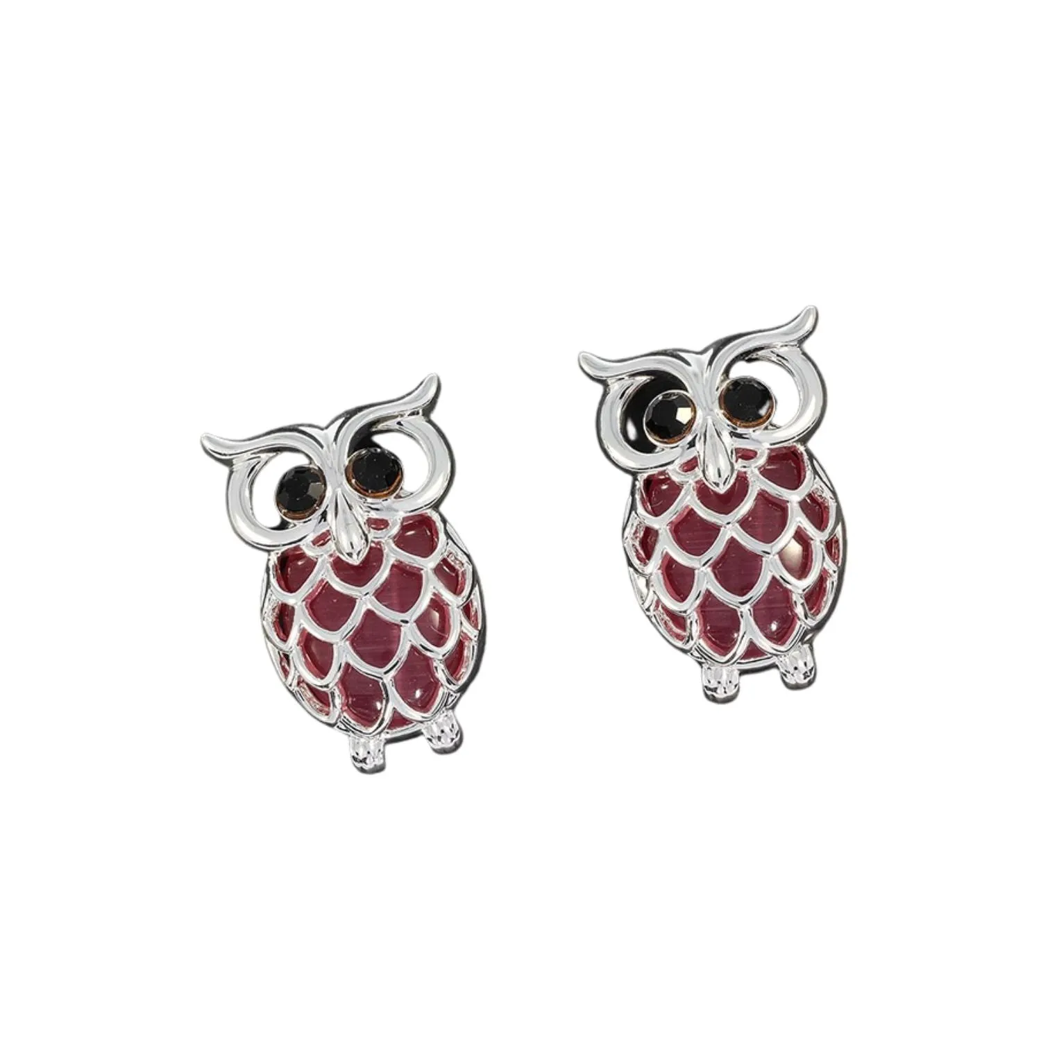 Joe Davies Moonstone Owl Plated Stud Earrings