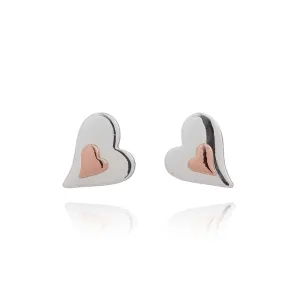 Joe Davies Polished 2 Tone Heart in Heart Studs