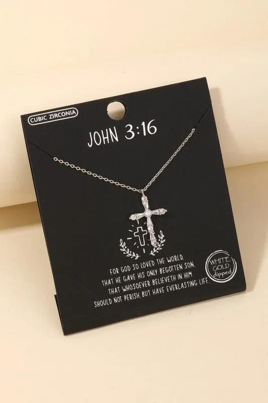 John 3:16 Cross Pendant Necklace | Gold or Silver