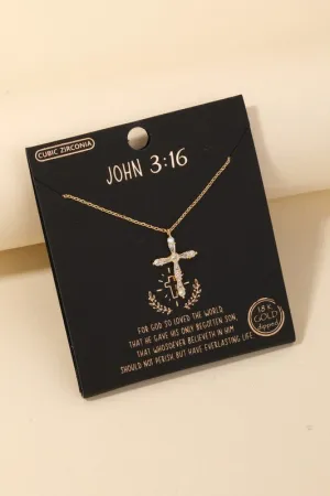 John 3:16 Cross Pendant Necklace | Gold or Silver