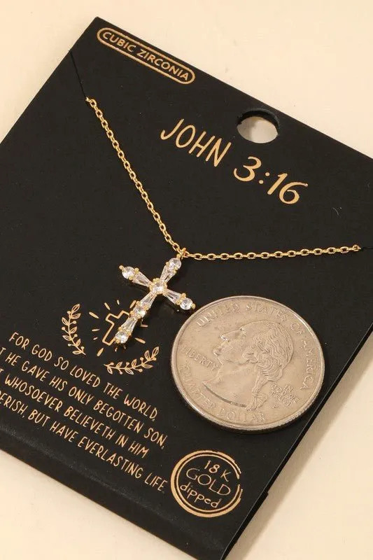 John 3:16 Cross Pendant Necklace | Gold or Silver