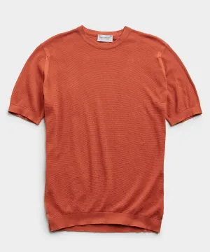 John Smedley Sea Island Cotton Pique T-shirt in Cinnamon