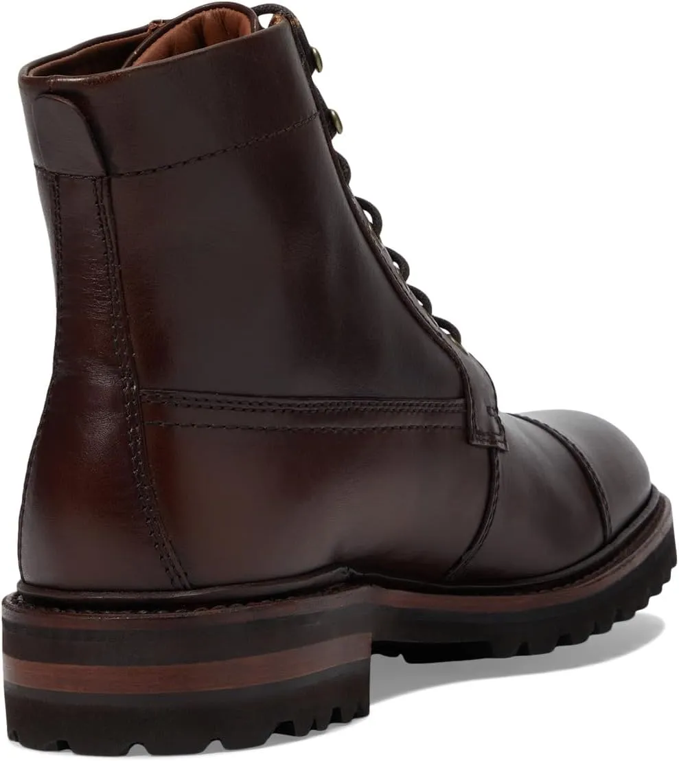 Johnston & Murphy Collection Dudley Lug Cap Toe Boot in Dark Brown Full Grain