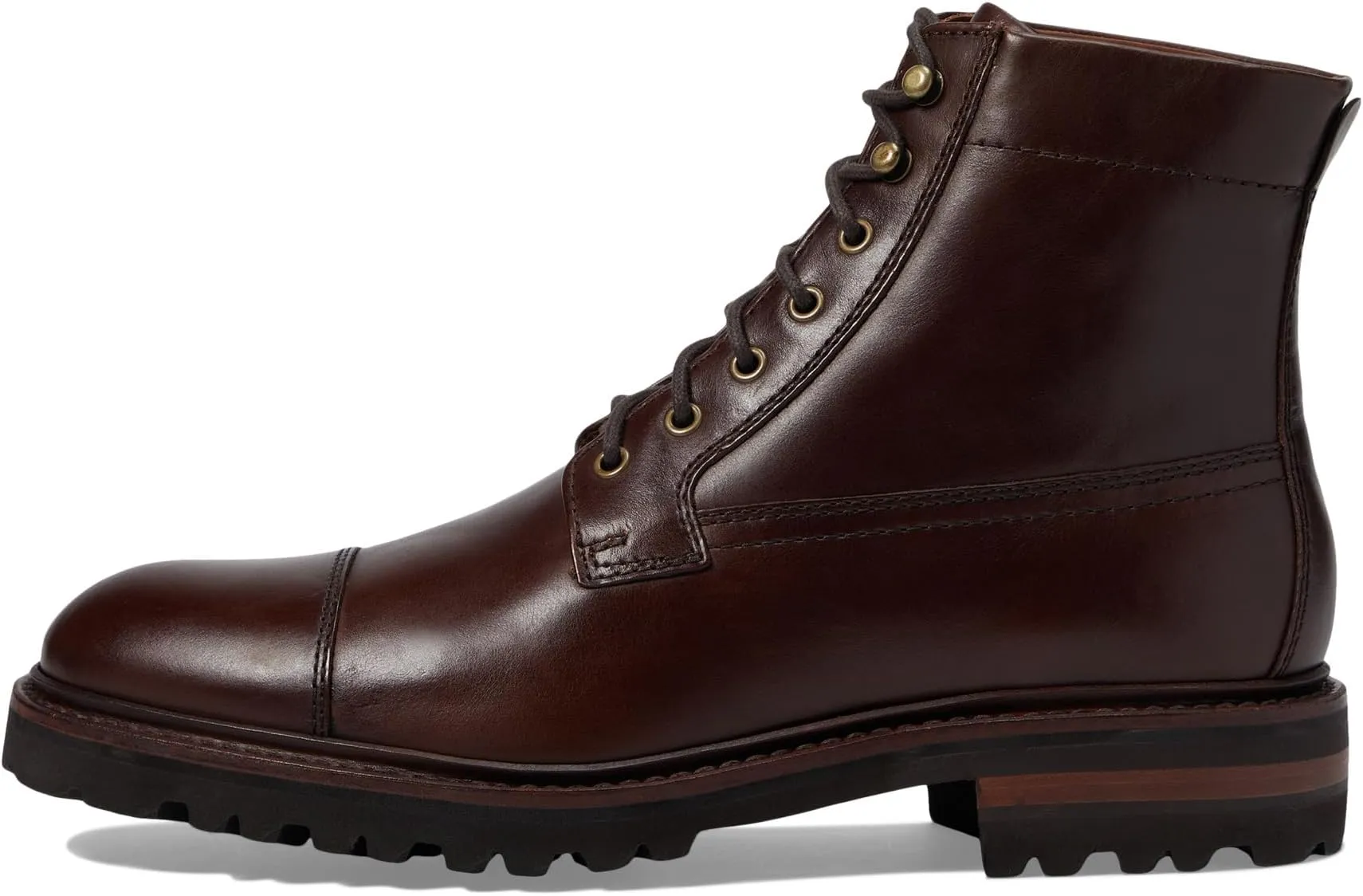 Johnston & Murphy Collection Dudley Lug Cap Toe Boot in Dark Brown Full Grain