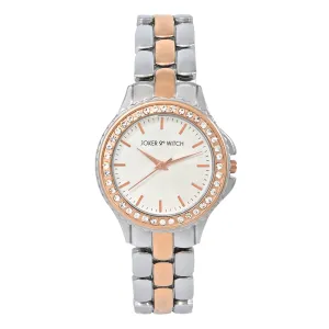 Joker & Witch Erica White Dial Rose Gold Silver Stainless Steel Analogue Watch for Women