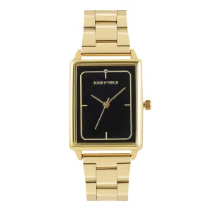 Joker & Witch Quad Black Dial Gold Stainless Steel Analogue Watch for Women