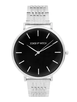 Joker & Witch Signature Black Dial Silver Watch for Women