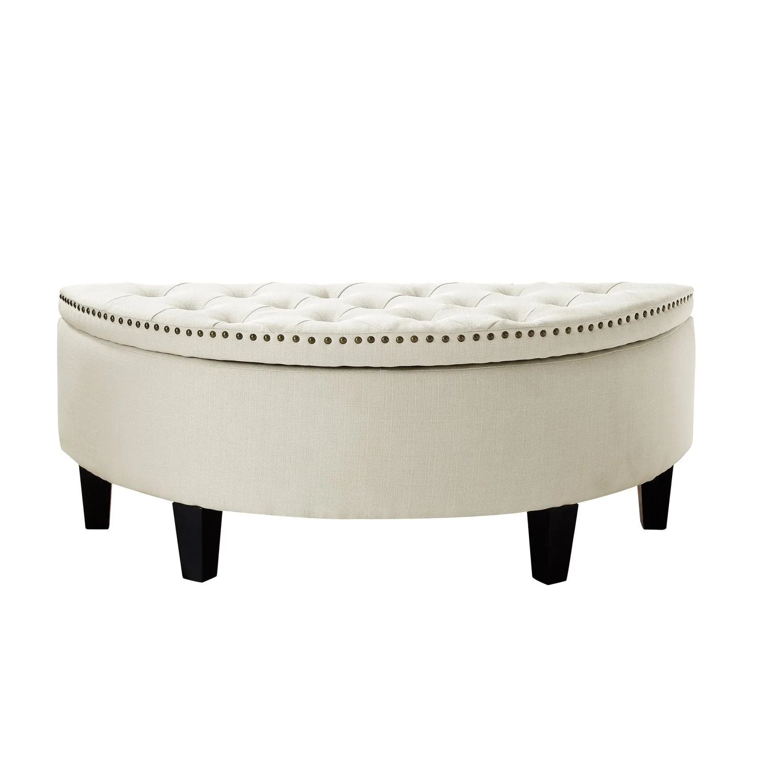 Jolie Half-Moon Linen Storage Ottoman