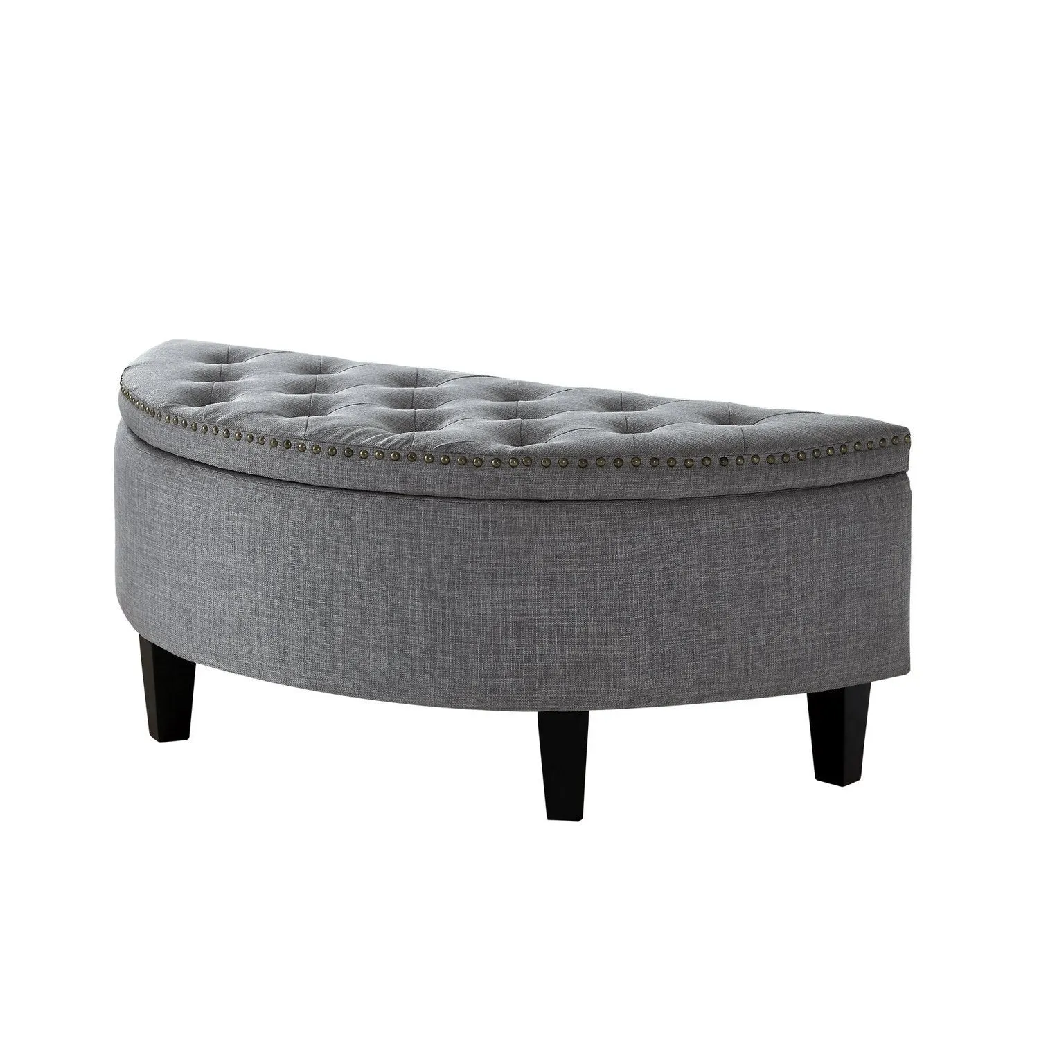 Jolie Half-Moon Linen Storage Ottoman