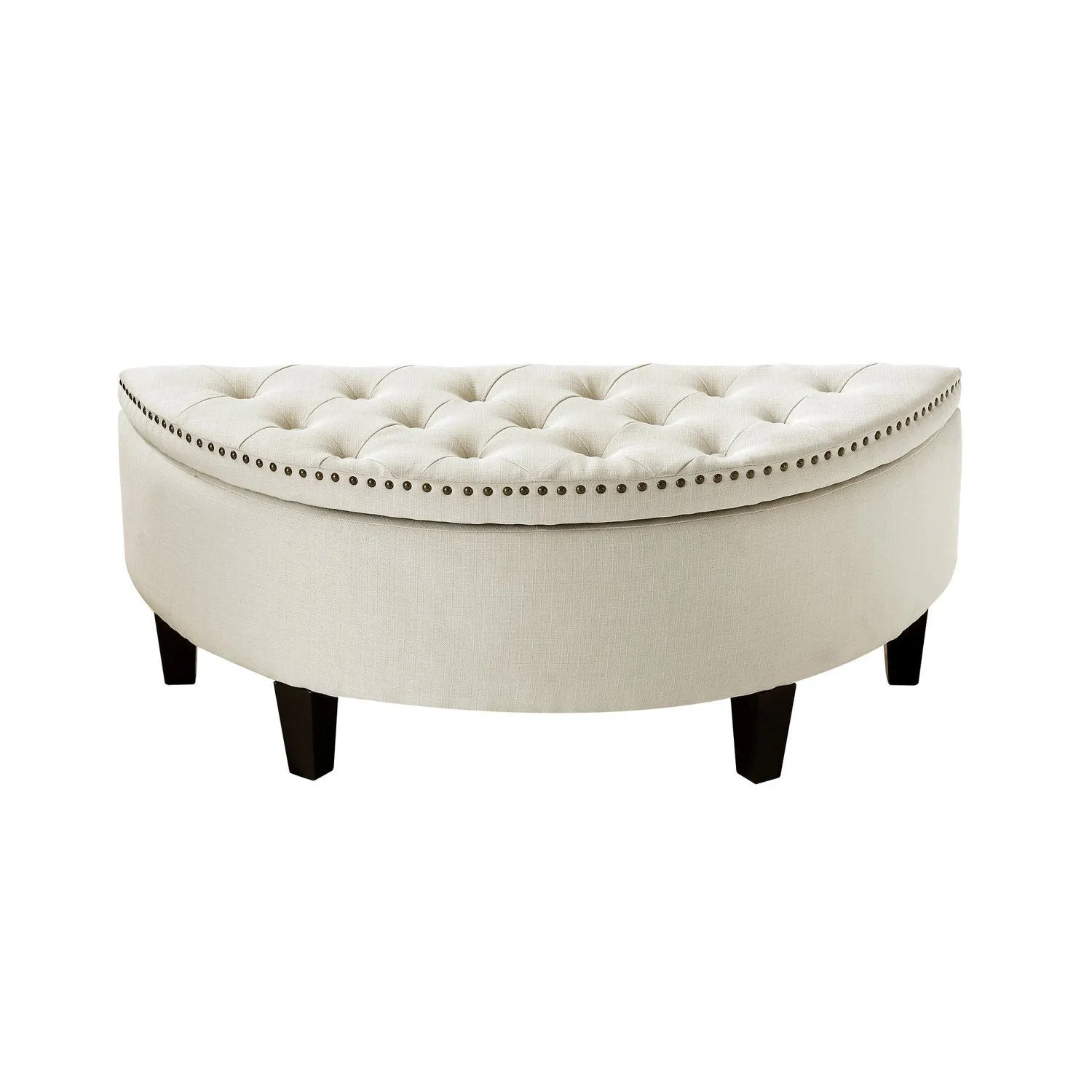 Jolie Half-Moon Linen Storage Ottoman