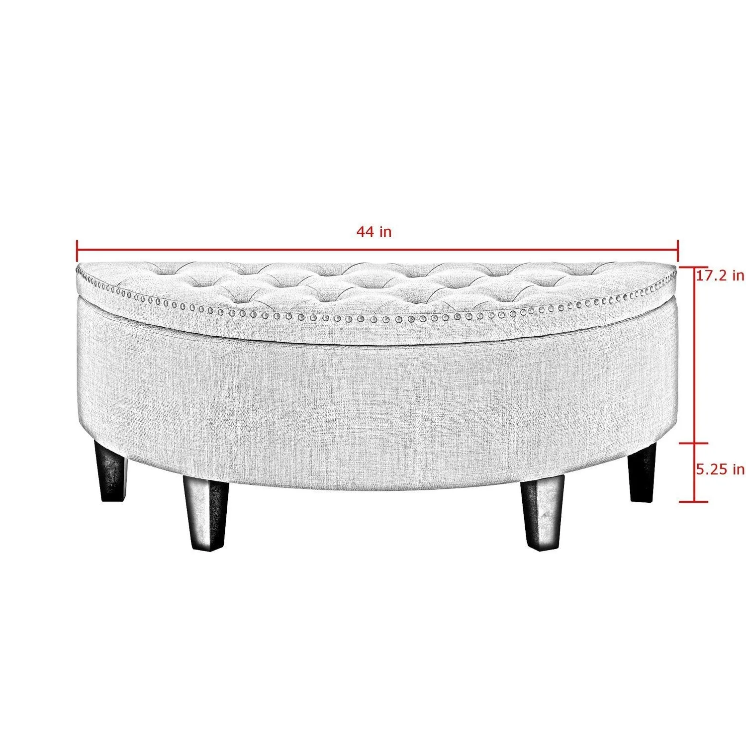 Jolie Half-Moon Linen Storage Ottoman