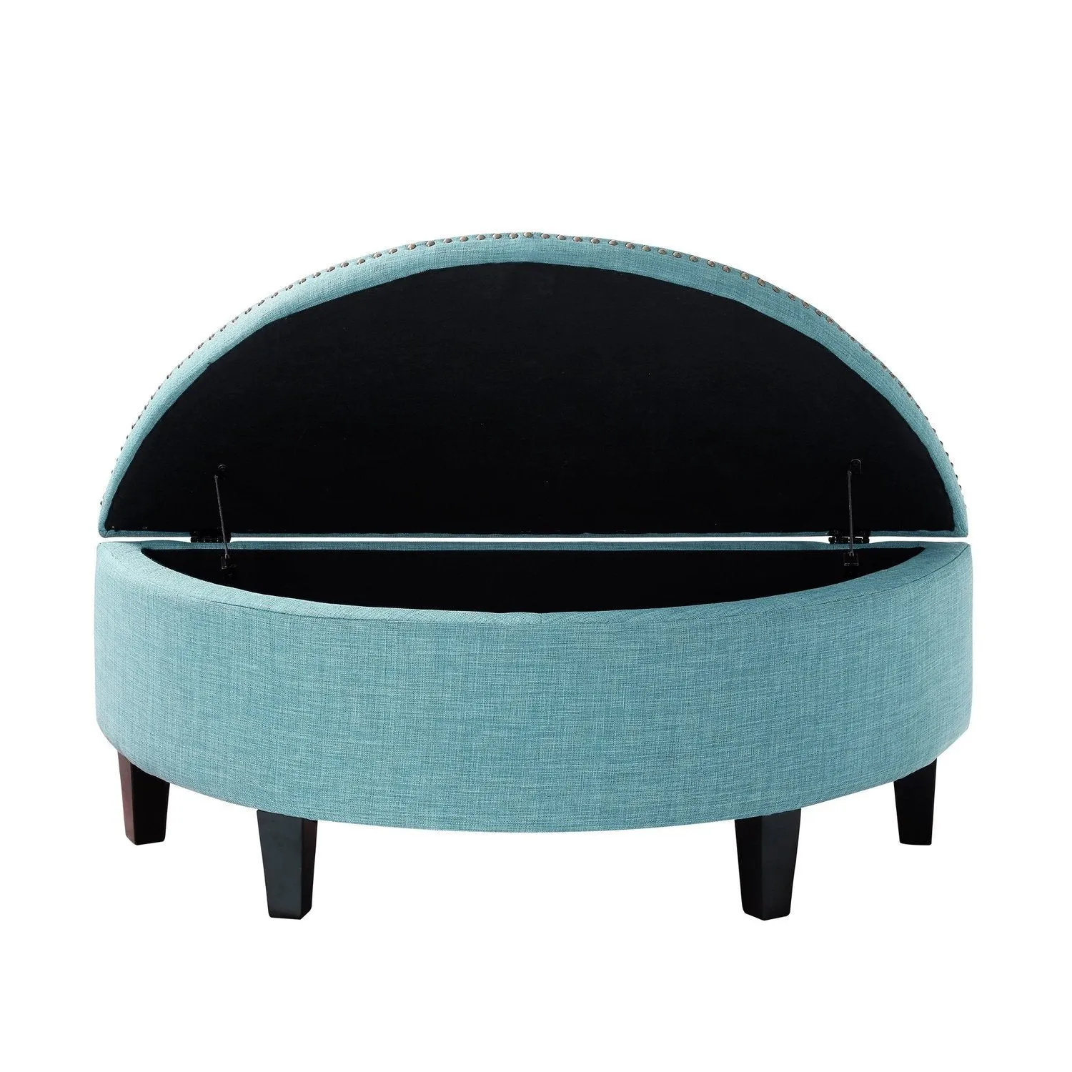 Jolie Half-Moon Linen Storage Ottoman