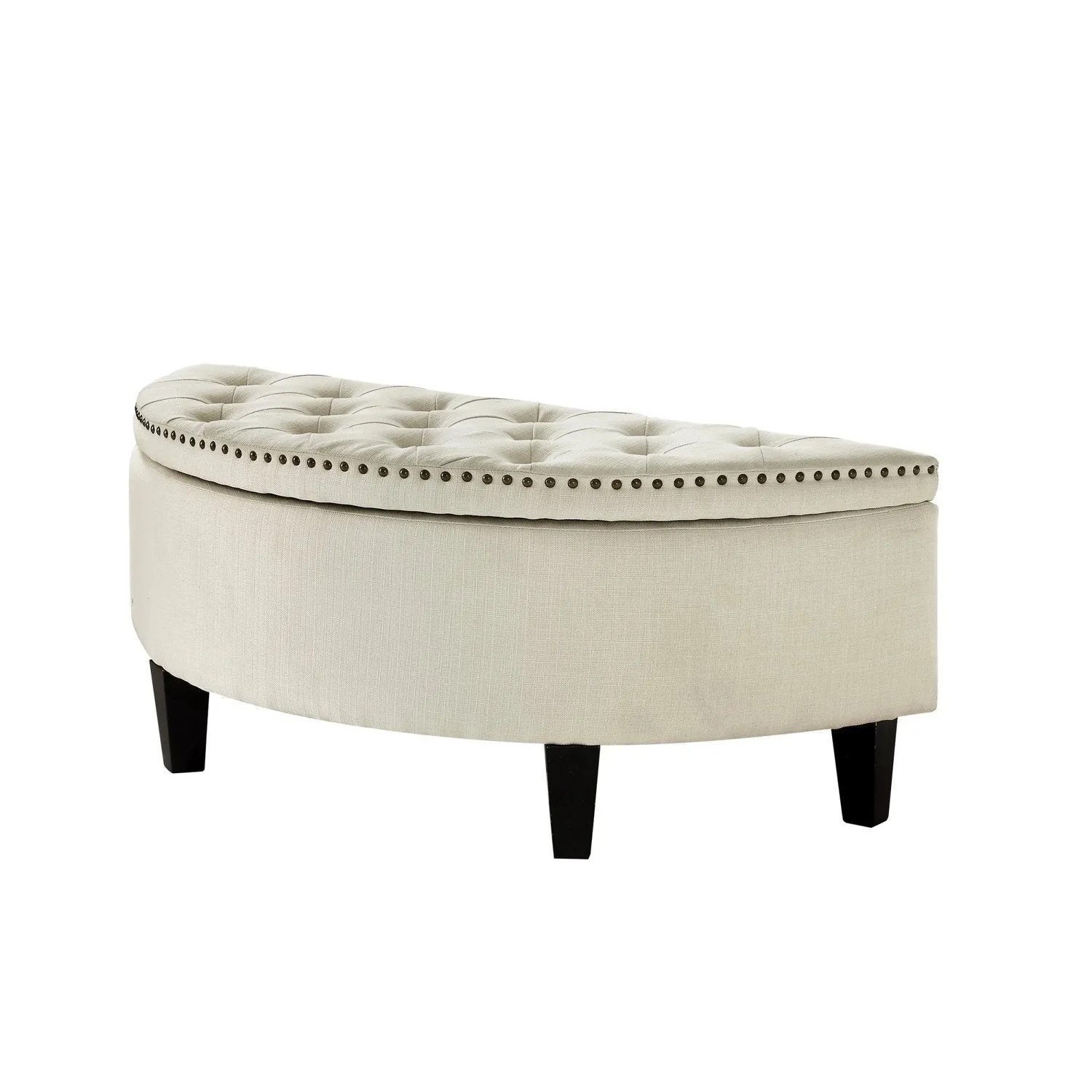 Jolie Half-Moon Linen Storage Ottoman