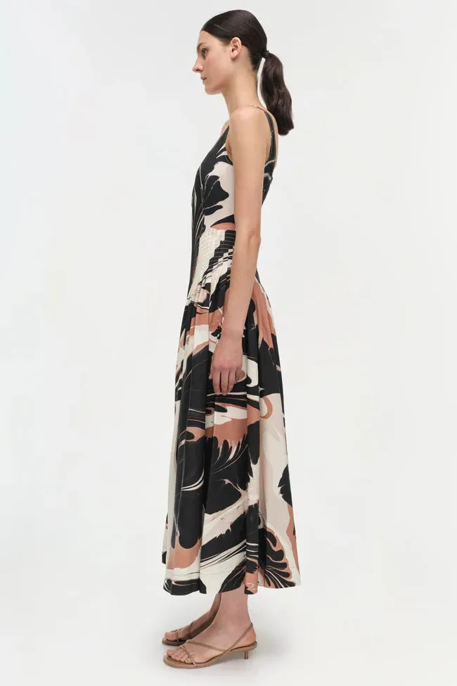 Jonathan Simkhai Paola Midi Dress in Camel Ink Blot