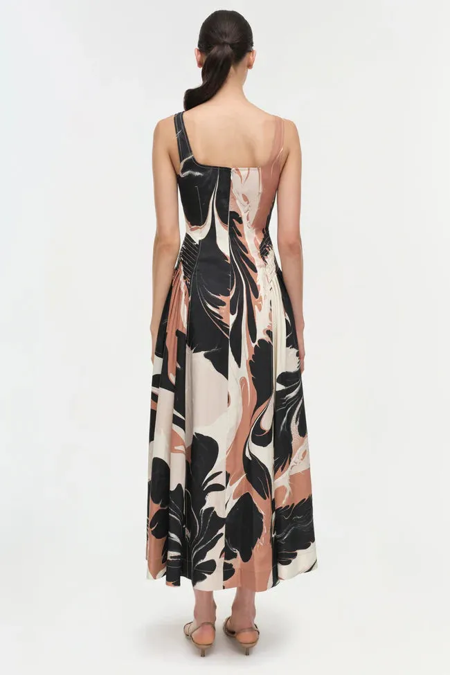 Jonathan Simkhai Paola Midi Dress in Camel Ink Blot