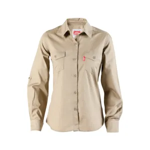 JONSSON WOMENS L/S WORK SHIRT COLOUR-KHAKI SIZE-3XL