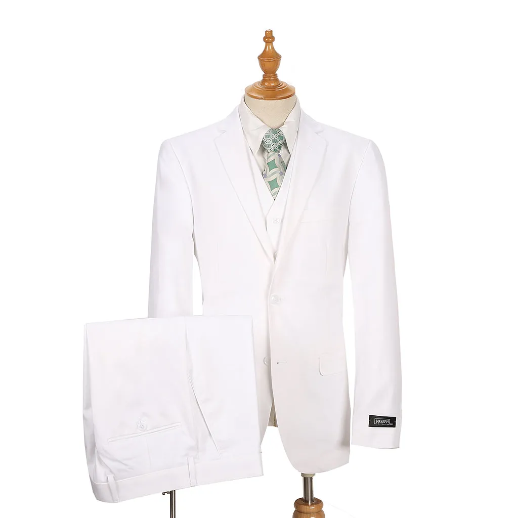 Joseph Michael Slim Fit Sharkskin Vested Suit, White