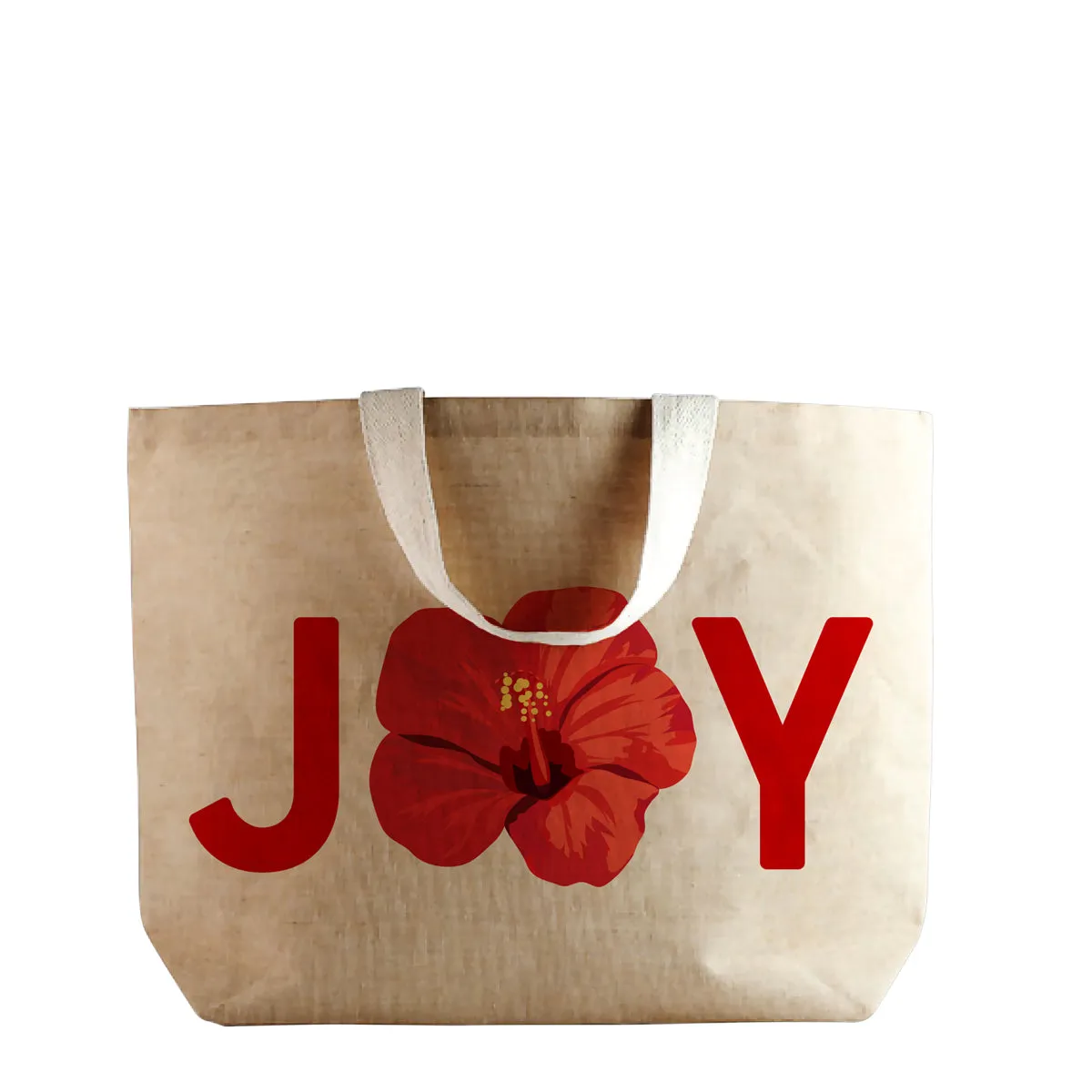 Joy Hibiscus Jute Tote Bag