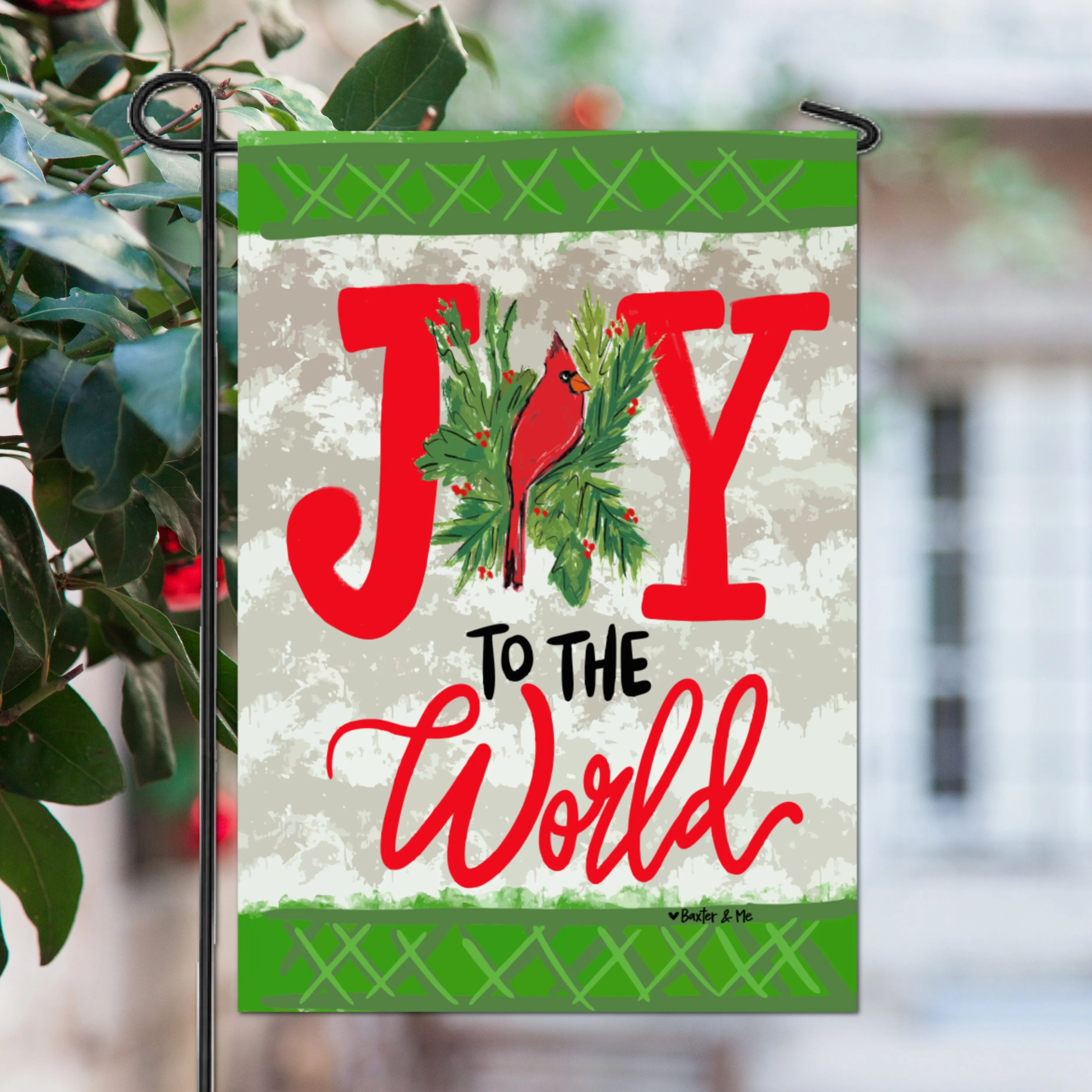 Joy to the World Red Bird Garden Flag