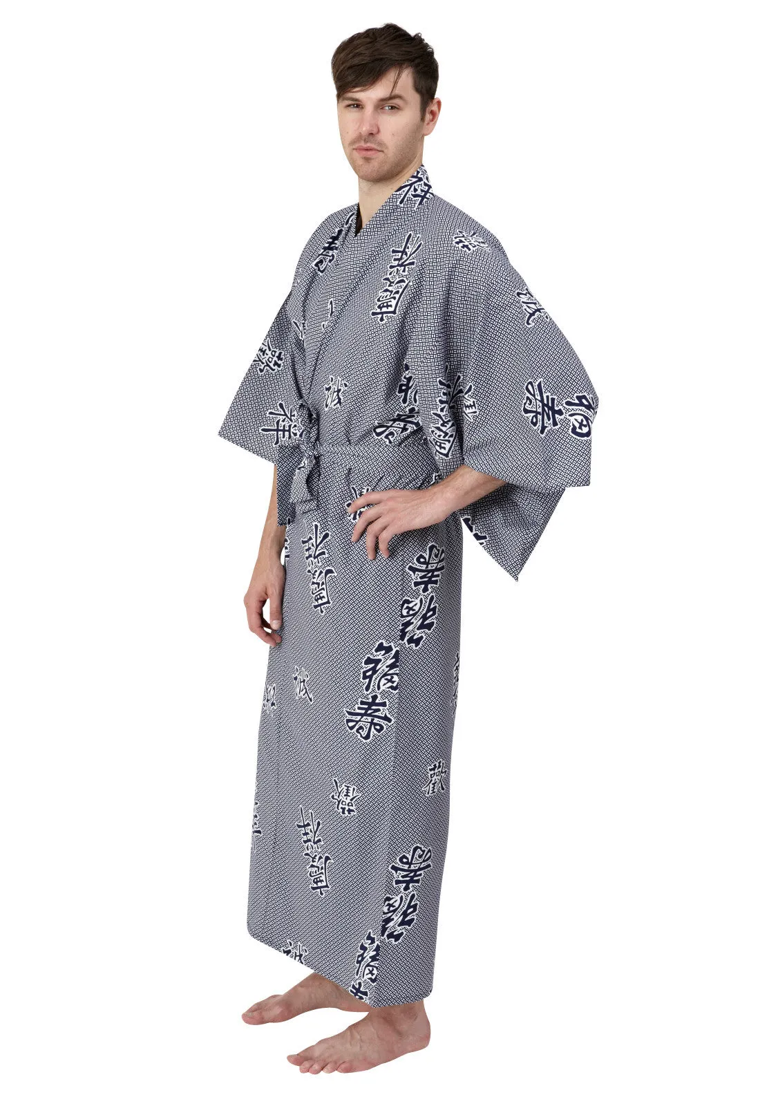 Joyous Cotton Kimono Navy Plus Size