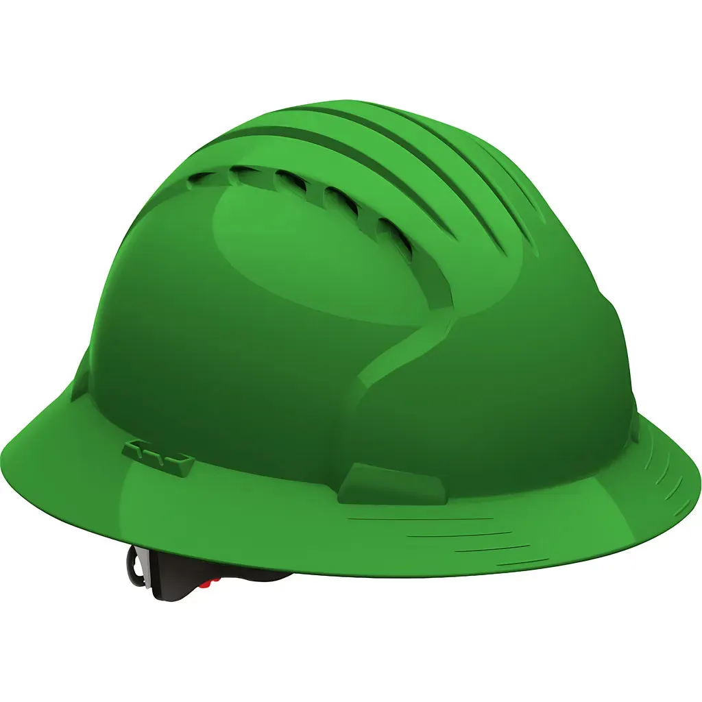 JSP 280-EV6161V-30 Vented, Full Brim Hard Hat with HDPE Shell, 6-Point Polyester Suspension and Wheel Ratchet Adjustment