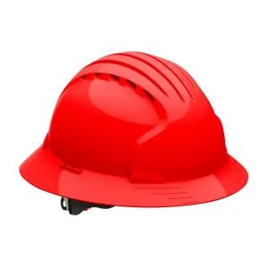 JSP 280-EV6161V-60 Vented, Full Brim Hard Hat with HDPE Shell, 6-Point Polyester Suspension and Wheel Ratchet Adjustment