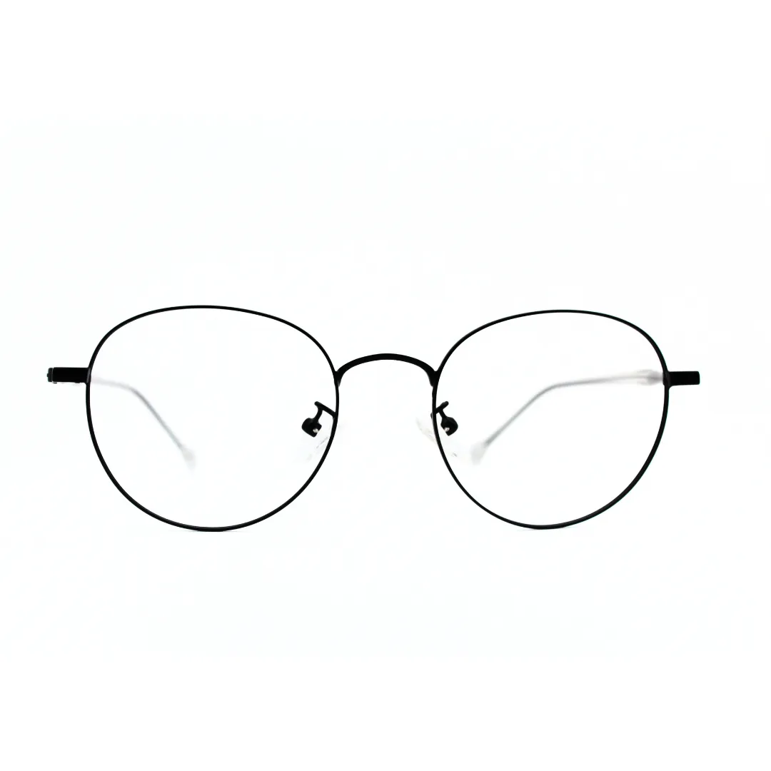 Jubleelens Metal Square5872 Round Matt Black Trans White Black Rod Eyeglasses A Frame for Every Face Shape