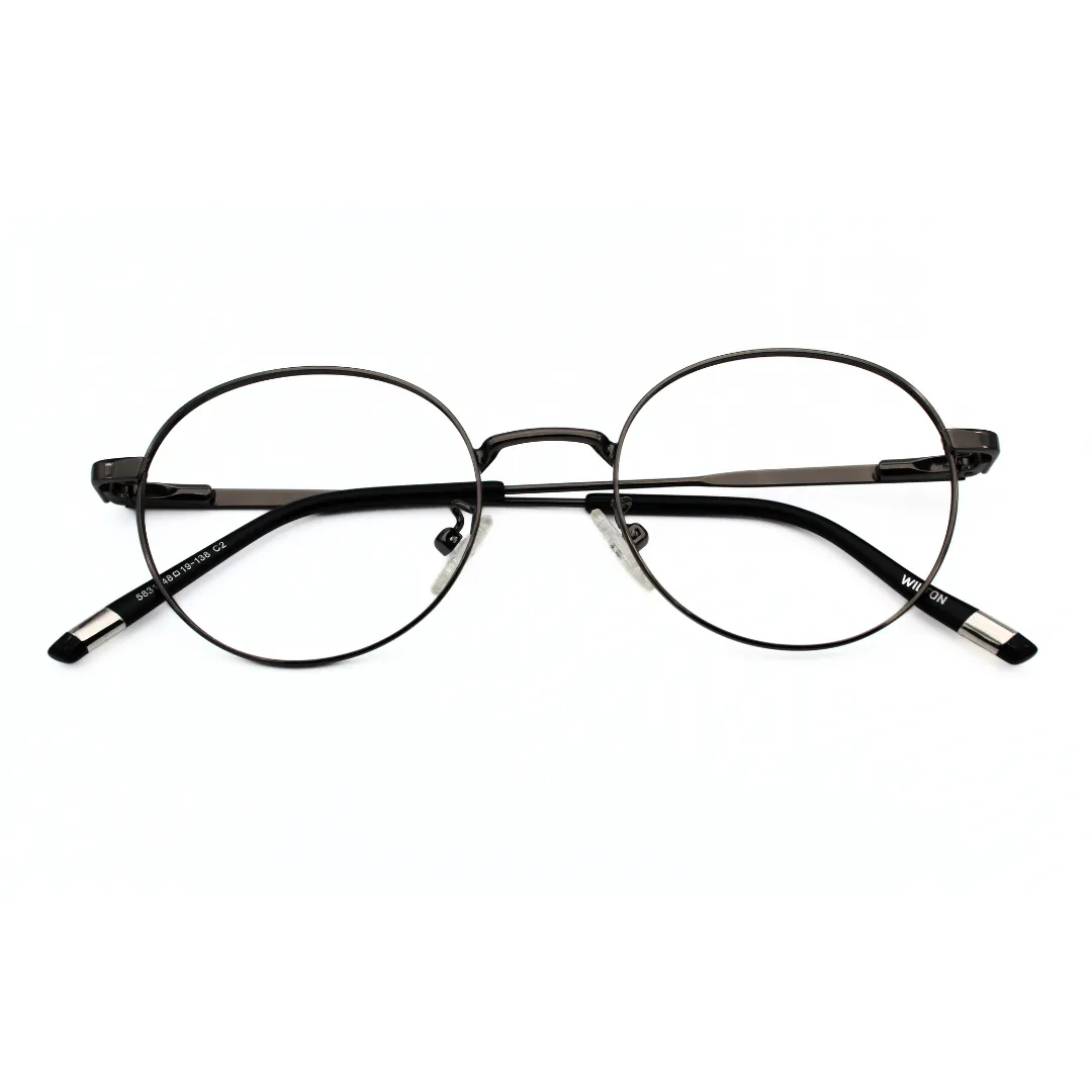 Jubleen's Frame Fancy Metal Round Eye Glass 5831 Round Gunmetal - Gunmetal Black Elevate Your Look with These Stylish Round Frames