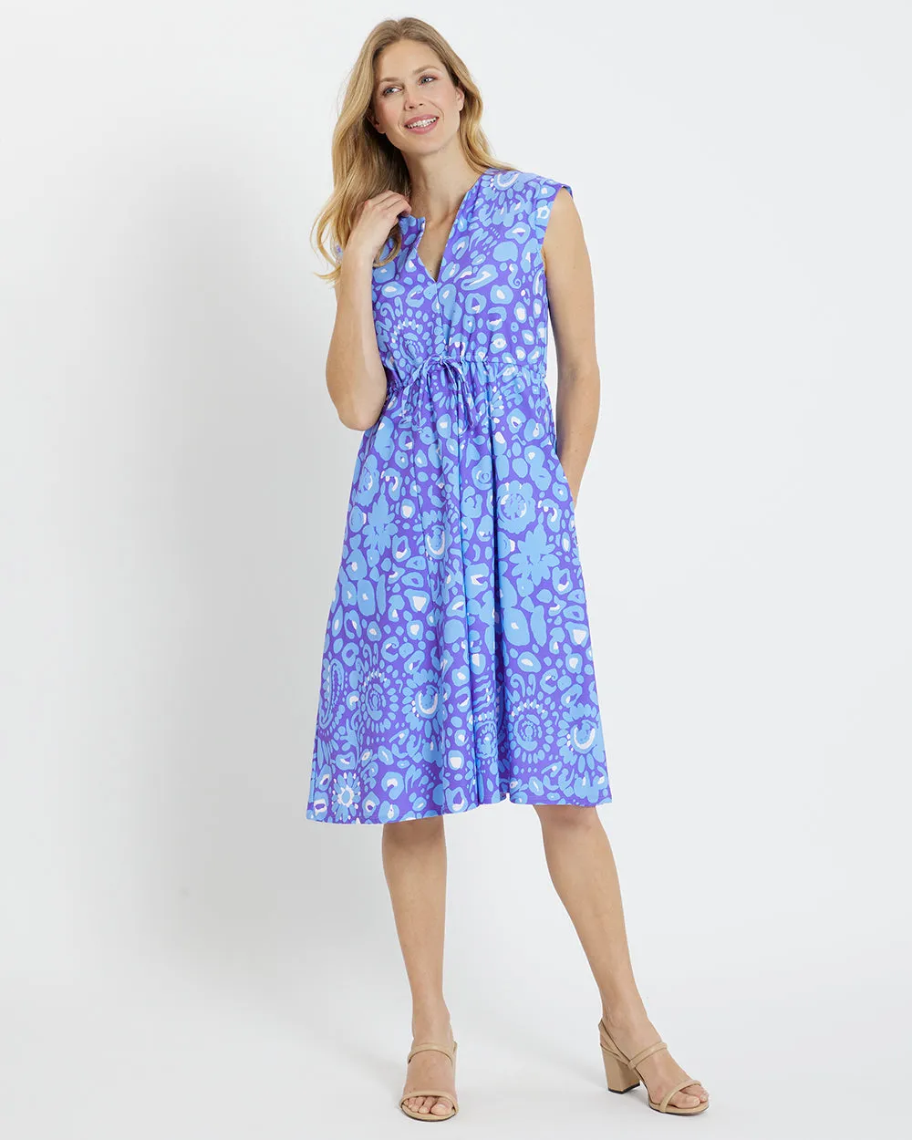 Jude Connally Tess Midi Dress - Whimsical Cheetah Iris