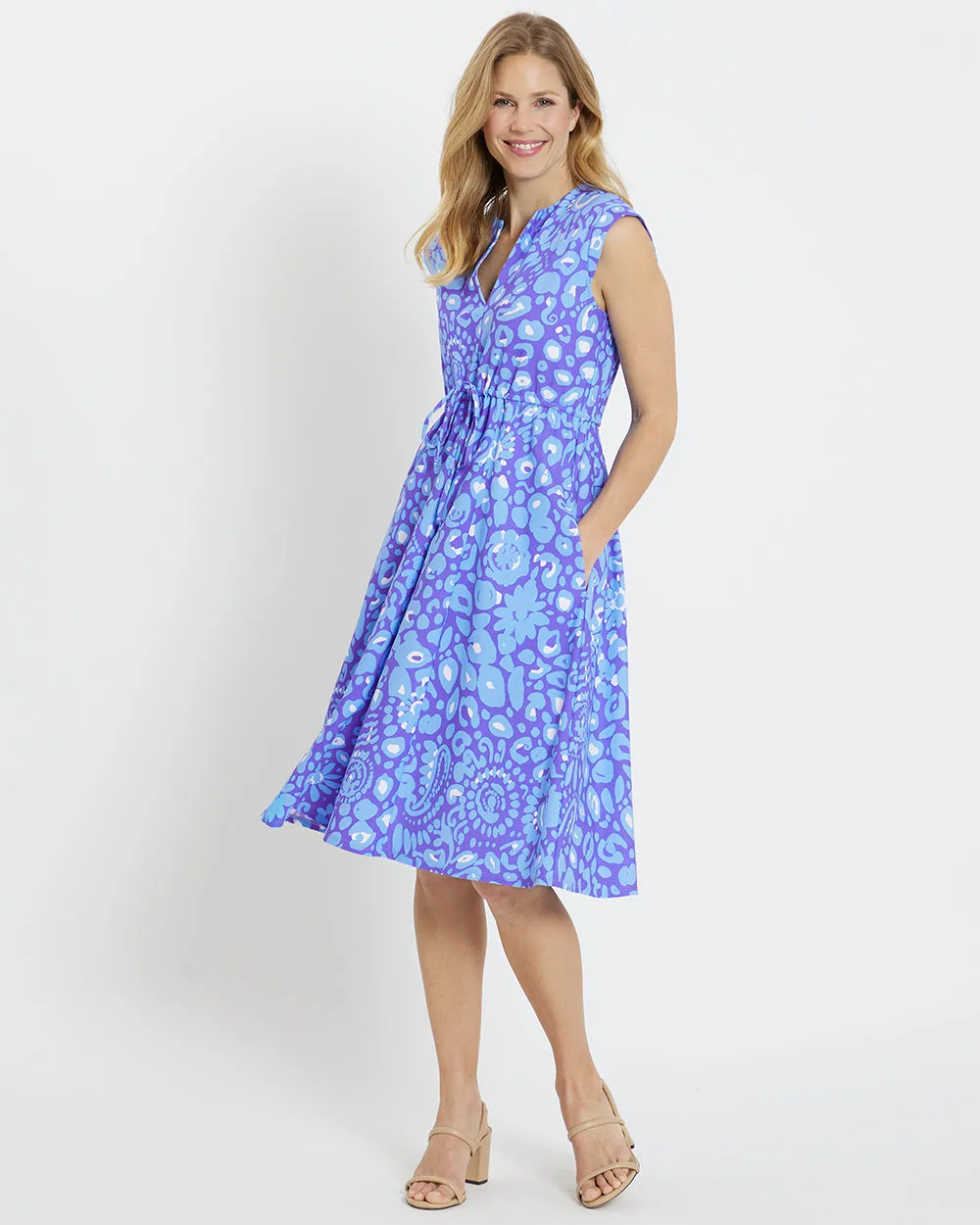 Jude Connally Tess Midi Dress - Whimsical Cheetah Iris