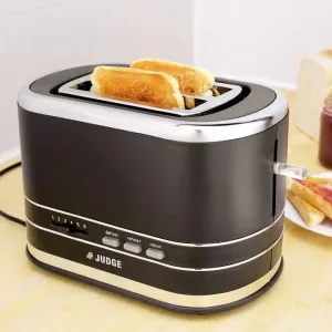 Judge 800W Black 2 Slice Toaster