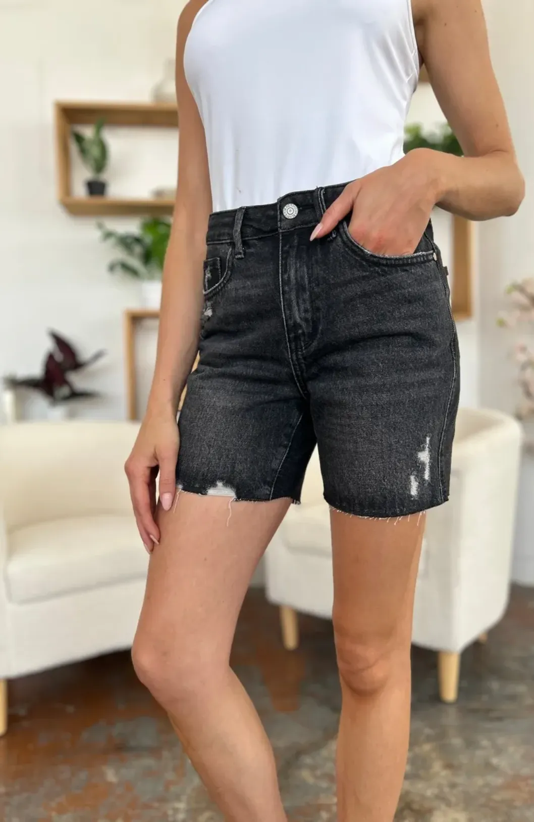 Judy Blue Full Size High Waist Rigid Magic Denim Shorts