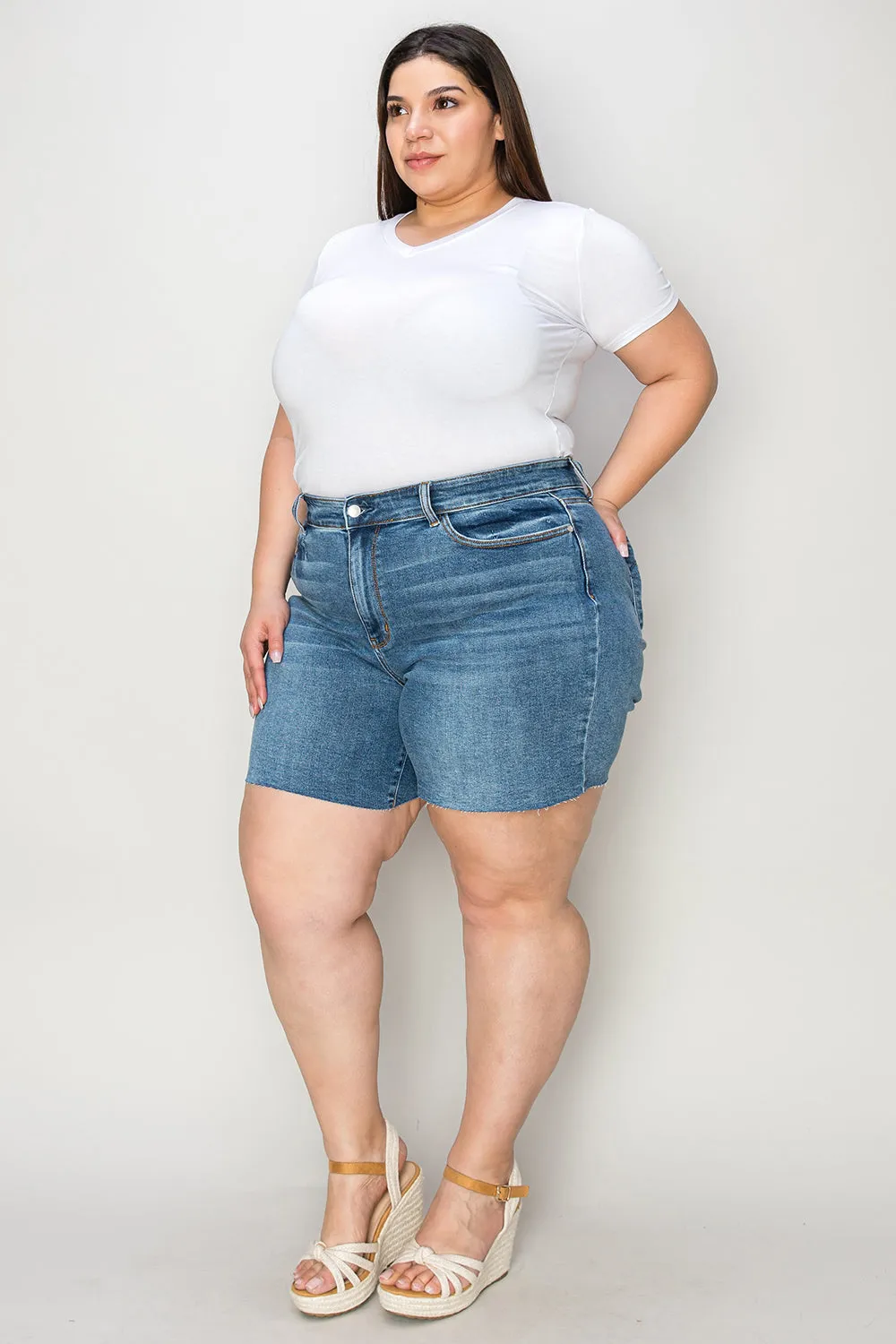 Judy Blue High Waist Slim Denim Shorts [Online Exclusive]