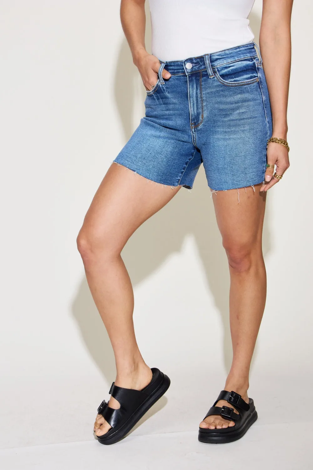 Judy Blue High Waist Slim Denim Shorts [Online Exclusive]