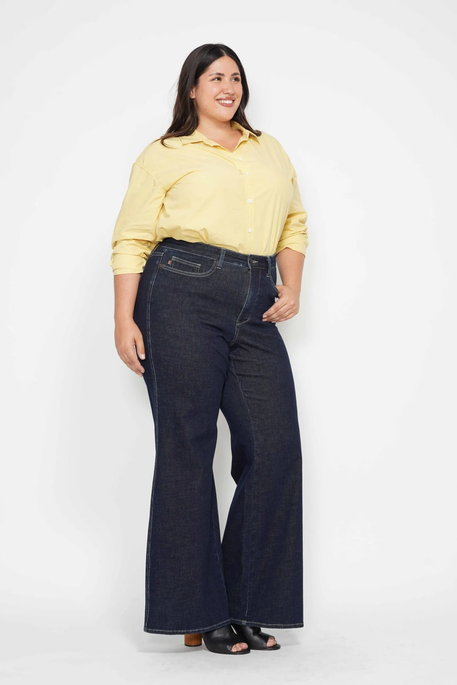 Judy Blue High Waist Tummy Control Retro Wide Leg Crop Denim 88849