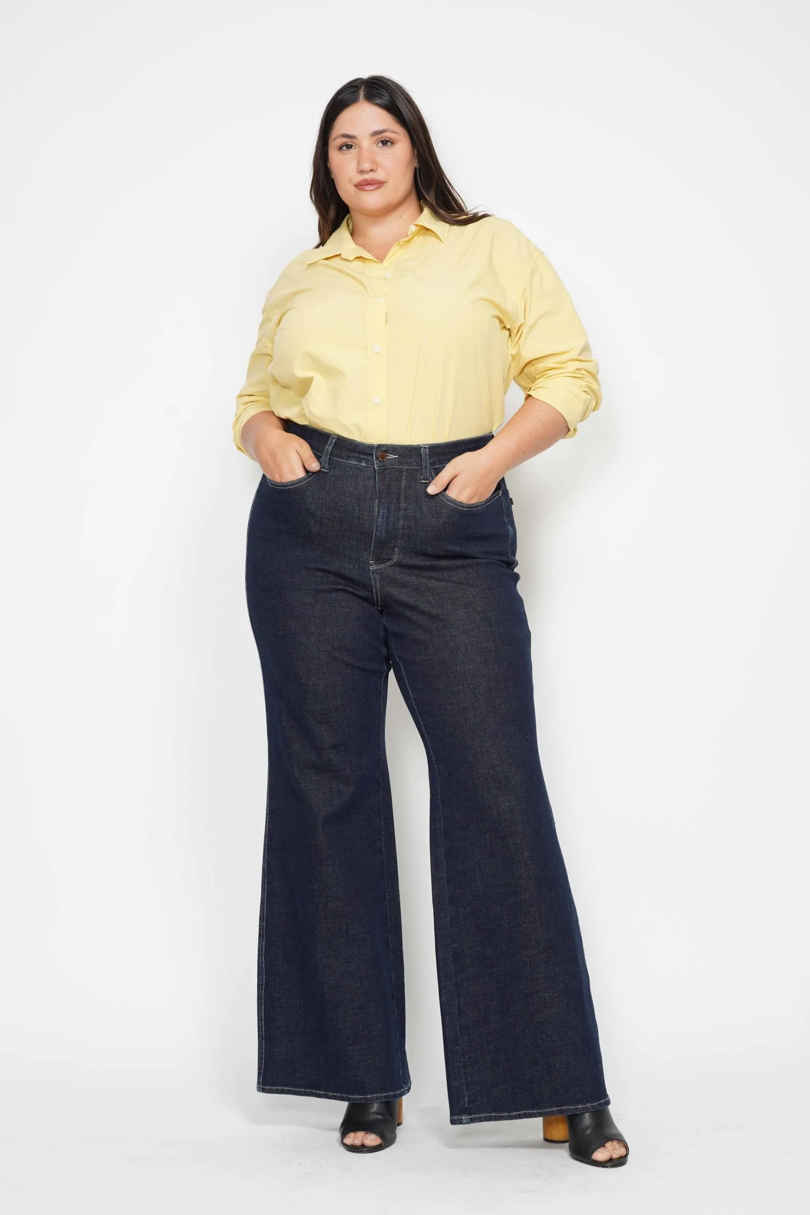 Judy Blue High Waist Tummy Control Retro Wide Leg Crop Denim 88849