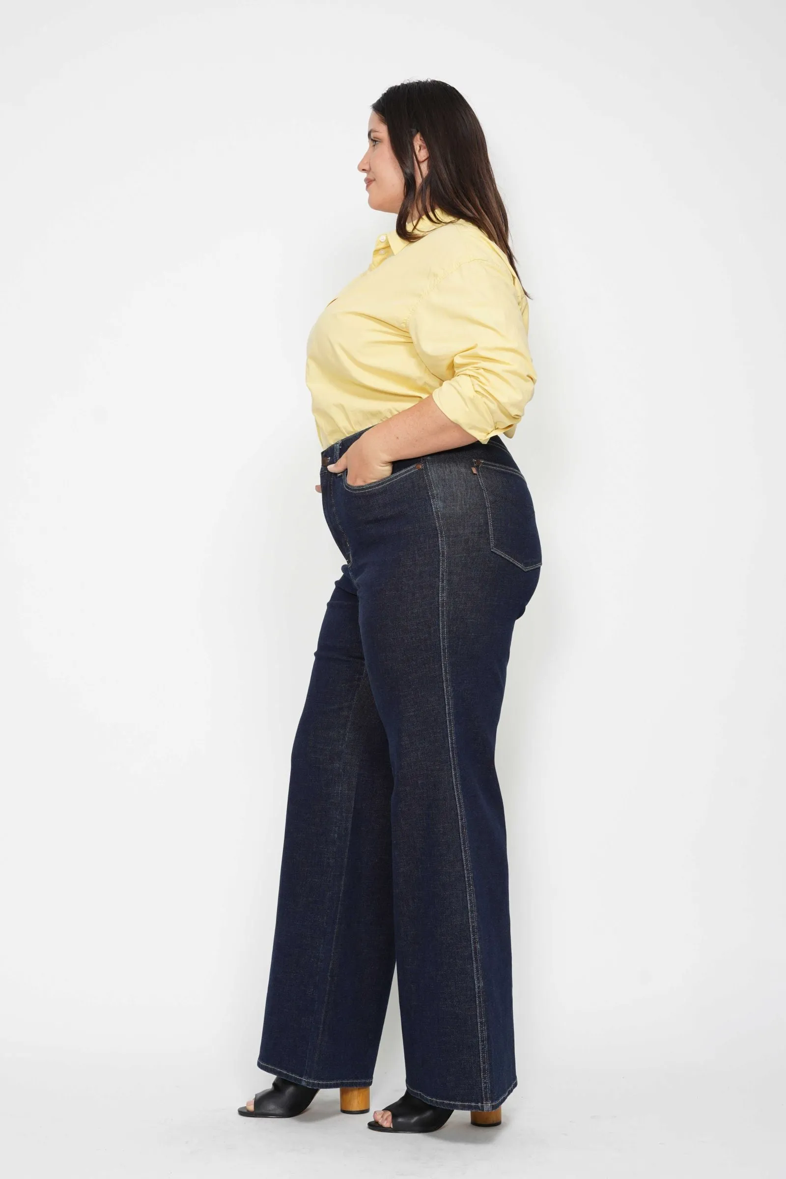 Judy Blue High Waist Tummy Control Retro Wide Leg Crop Denim 88849