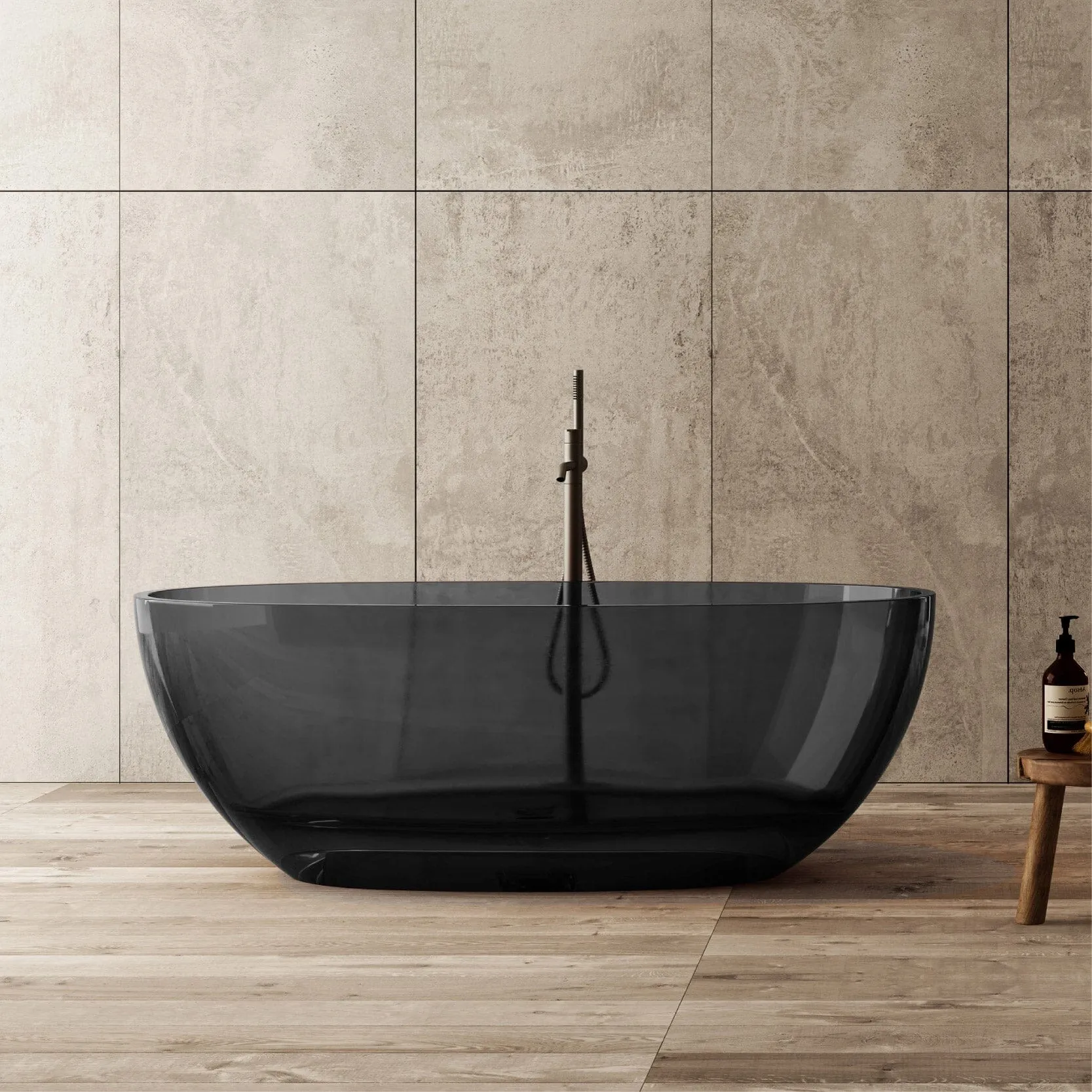 JULE 1500mm Transparent Oval Freestanding Bathtub Midnight (CT01) - Made To Order