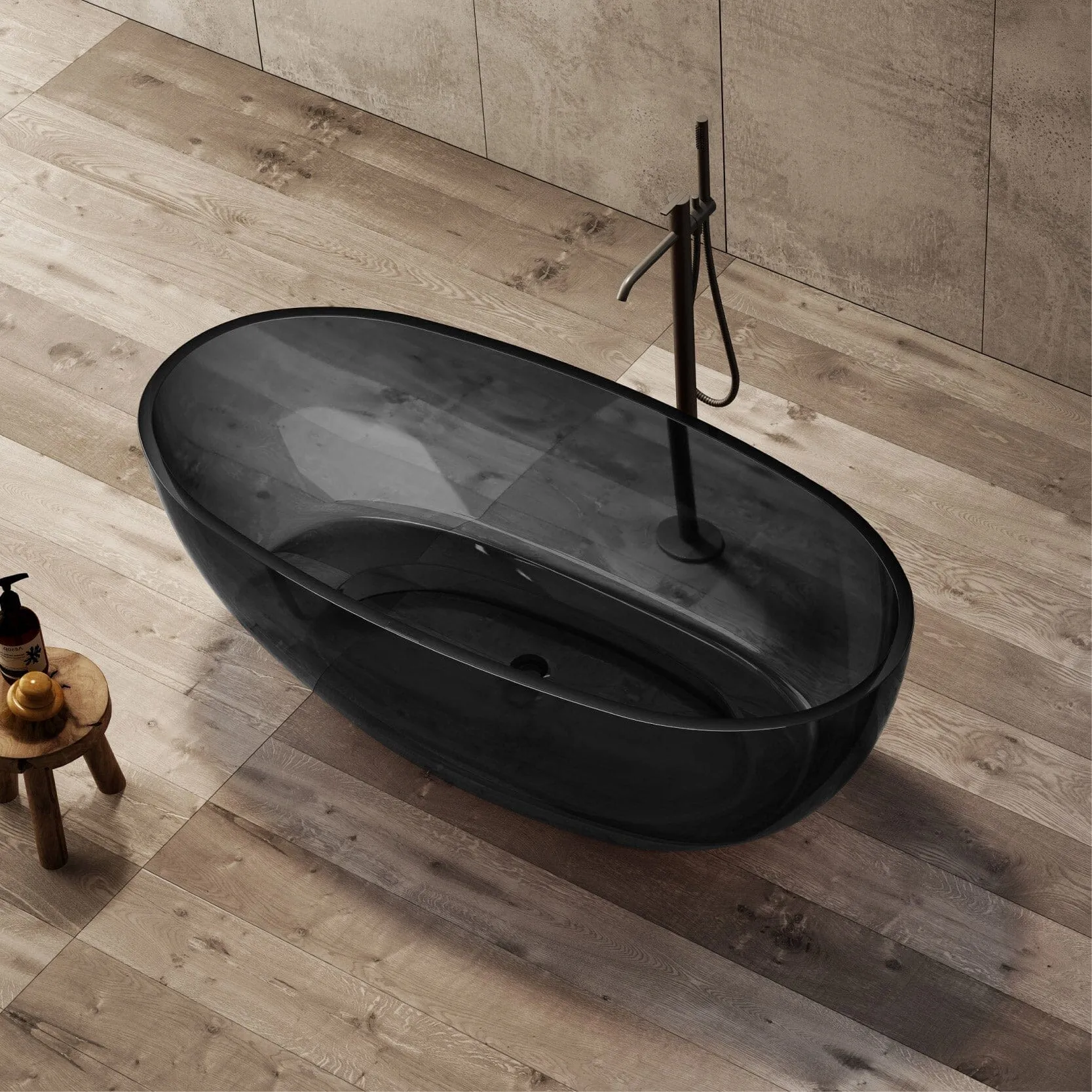 JULE 1500mm Transparent Oval Freestanding Bathtub Midnight (CT01) - Made To Order