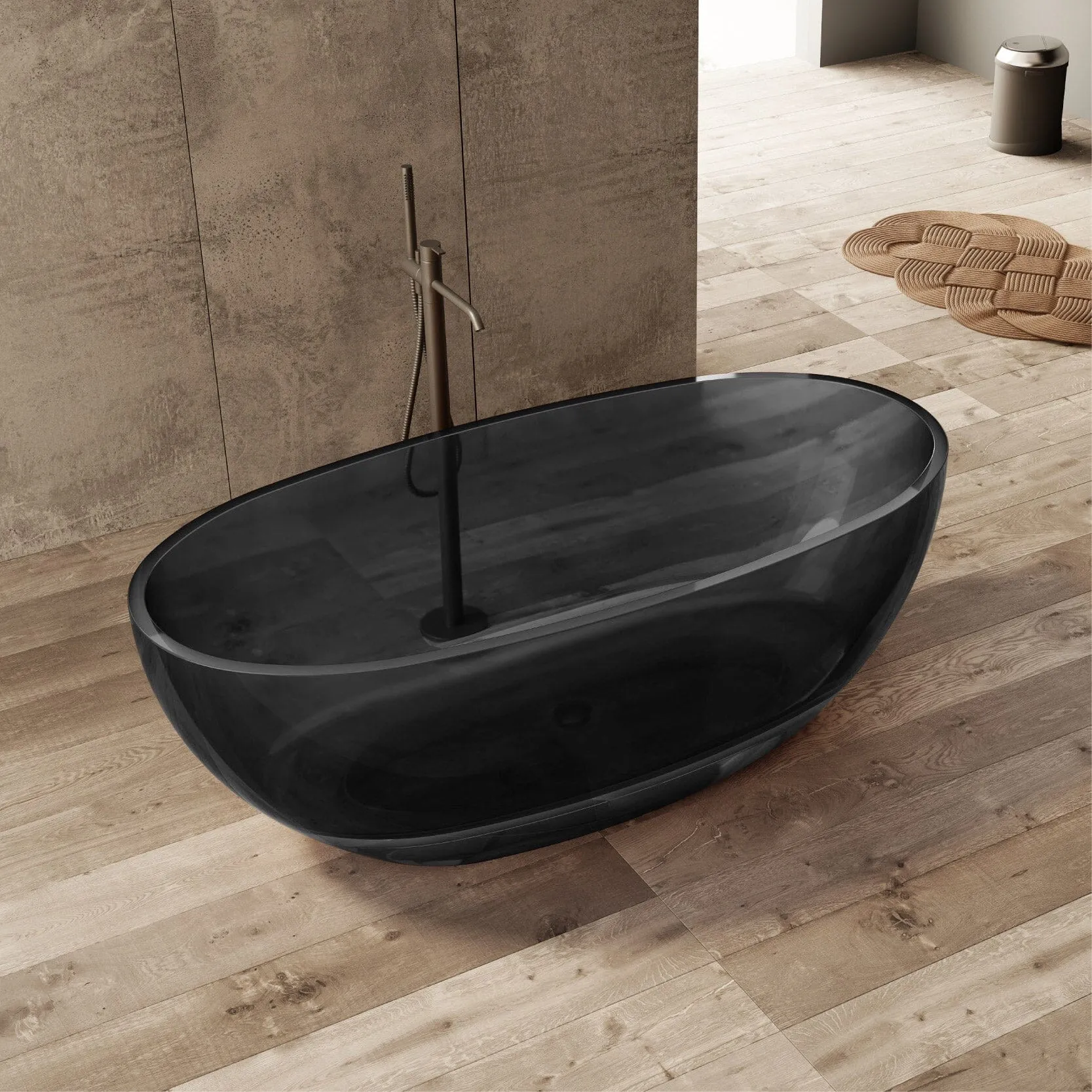 JULE 1500mm Transparent Oval Freestanding Bathtub Midnight (CT01) - Made To Order