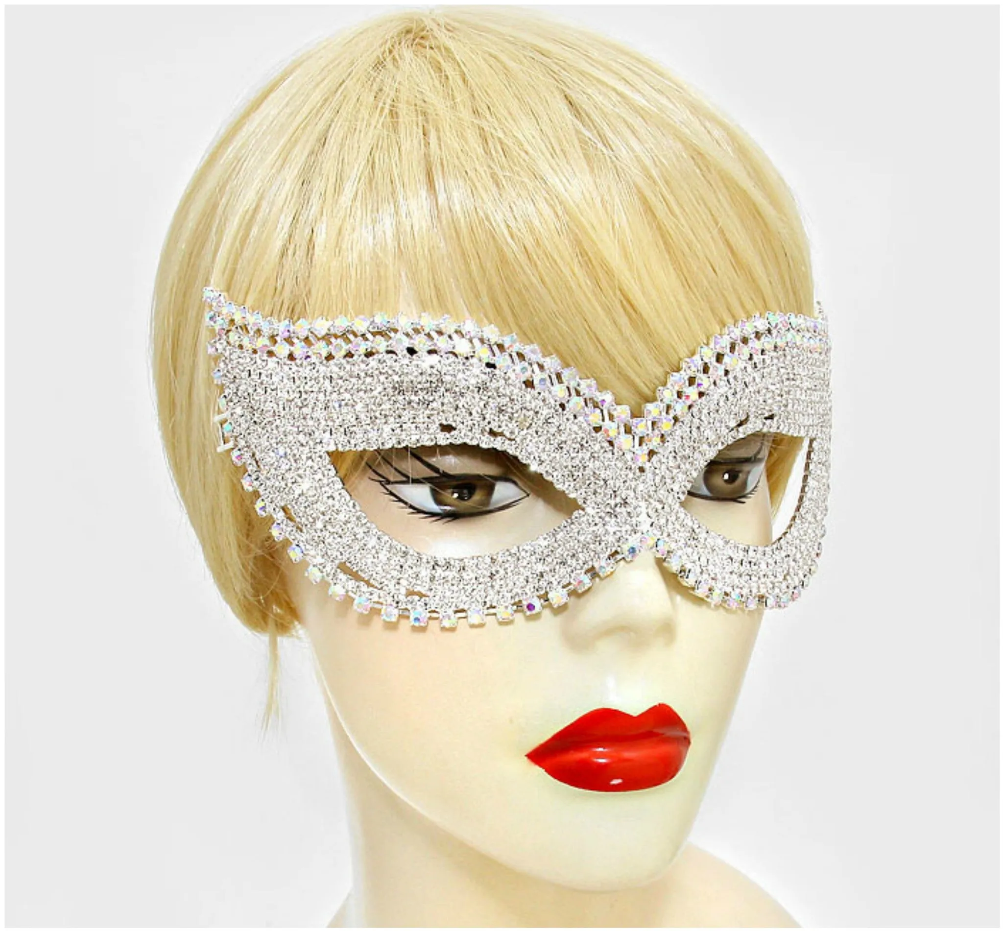 Juleen Cluster Statement Cat Eye Masquerade Mask | Crystal | Silver