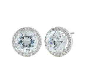 Jules Halo Clear Crystal Stud Earrings