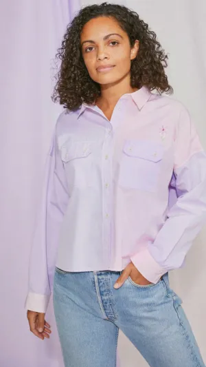 Jules Utility Shirt in Pink/ Lilac by Saywood