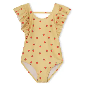 Juliet Strawberry Print Swimsuit in Yellow