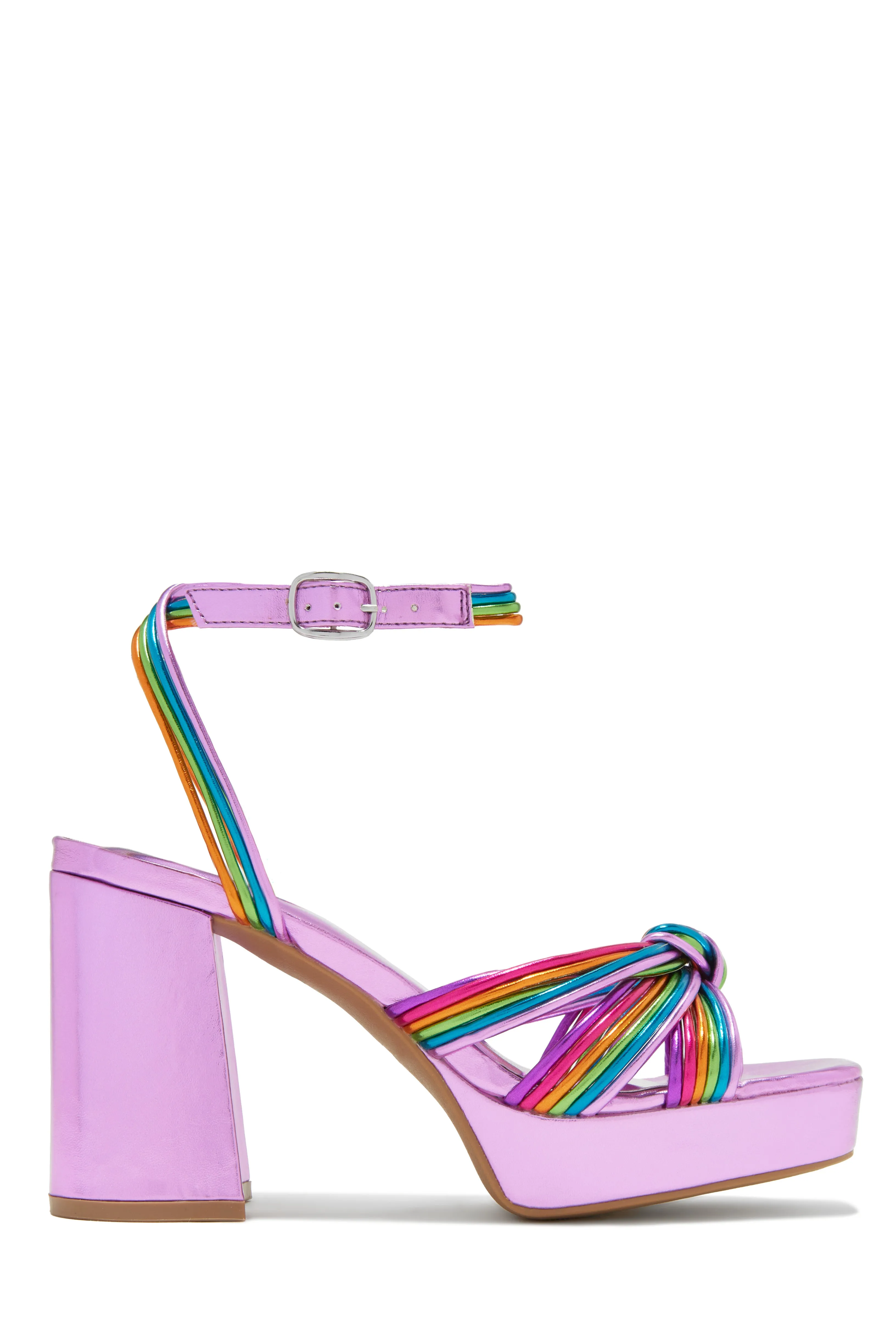 Juliette Platform Block High Heels - Pink