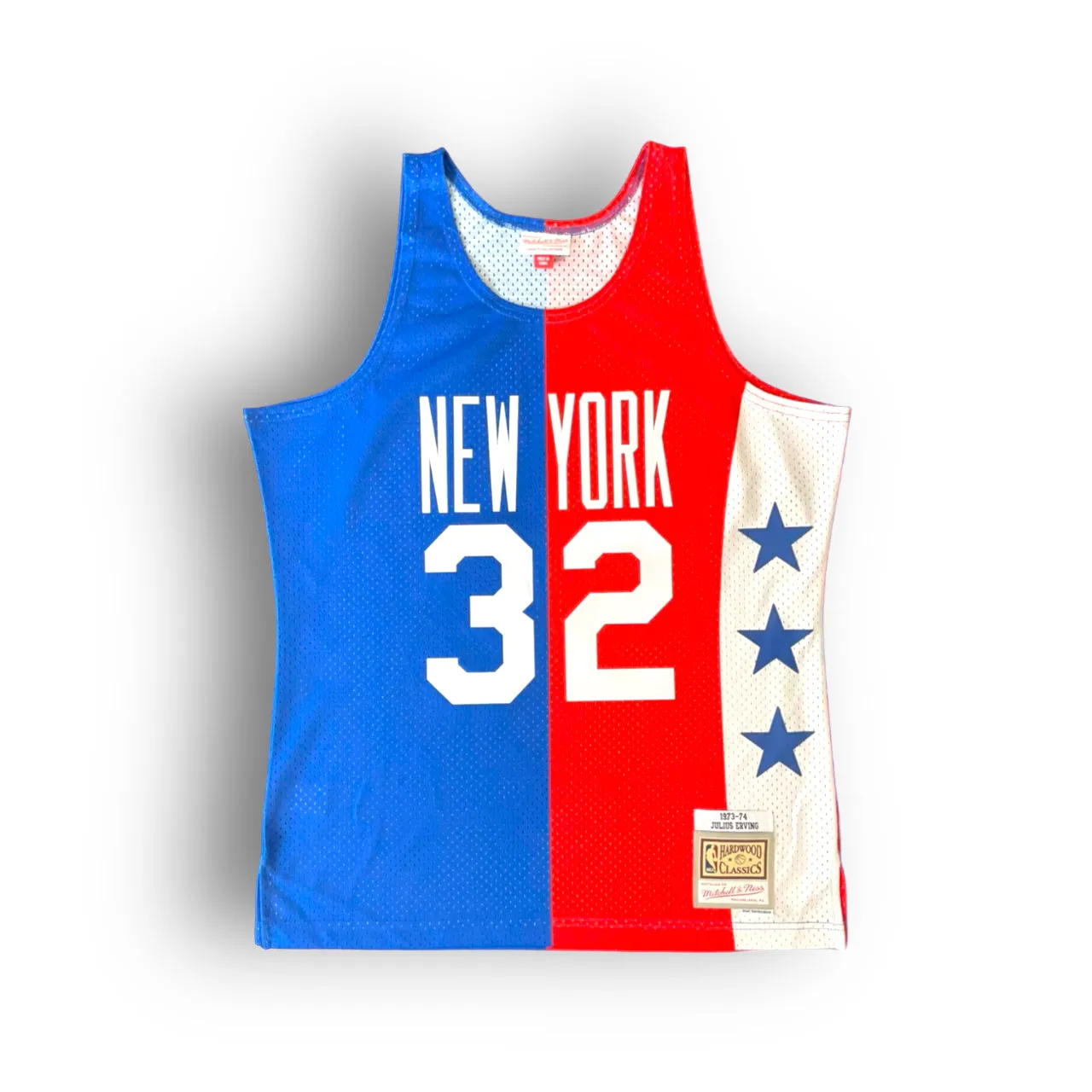 Julius Erving 1973-1974 New York Knicks Two Tone Edition Mitchell & Ness Swingman Jersey - Red/Blue