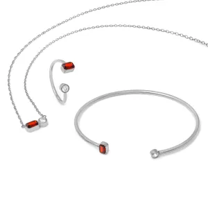 July Ruby Birthstone Gift Set - Silver