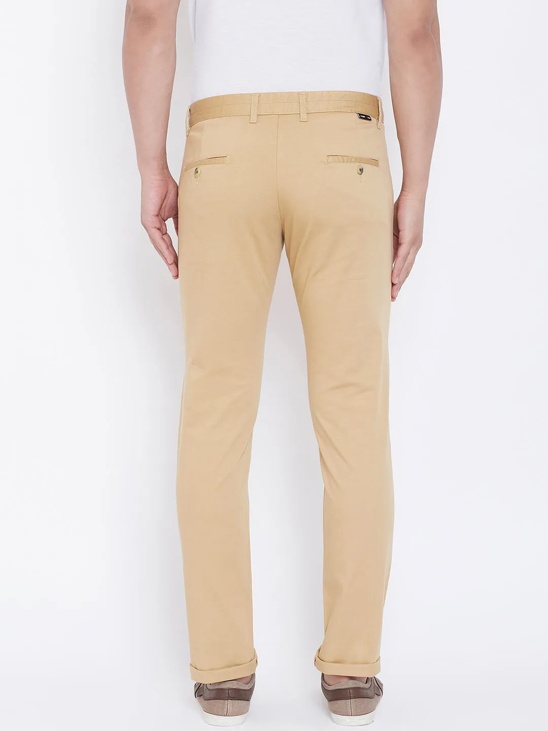 JUMP USA Men Camel Regular Fit Solid Trousers