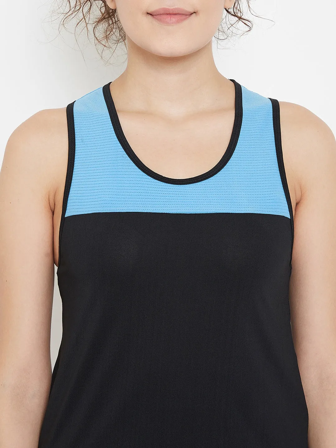 JUMP USA Women Black & Blue Training Tank Top