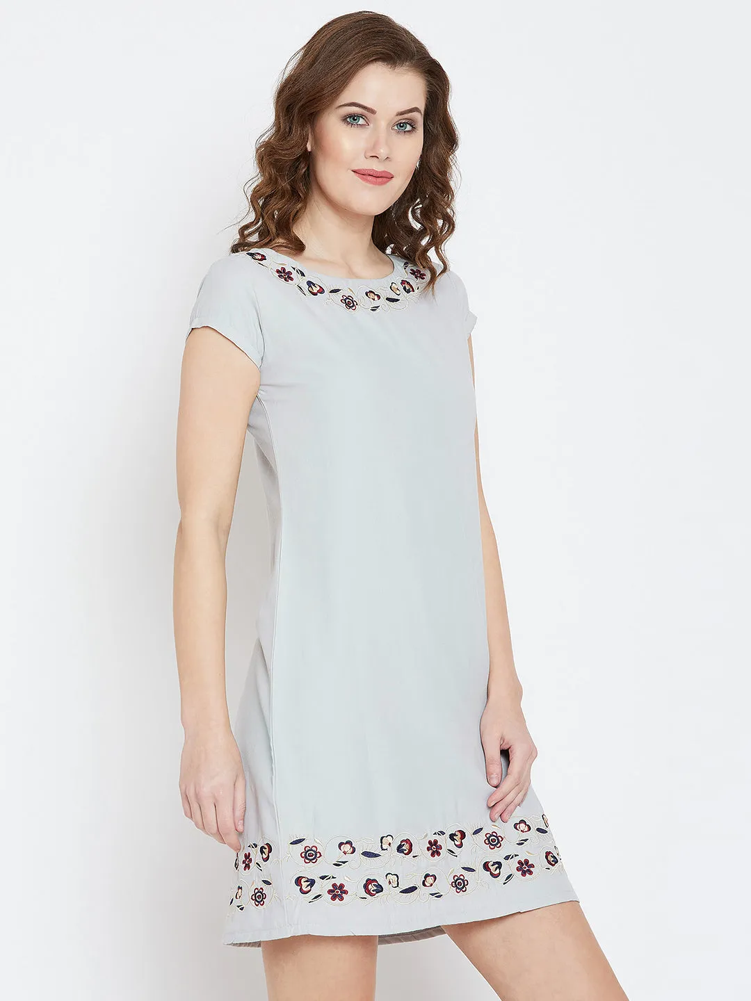 JUMP USA Women Grey Embroidered Sheath Dress